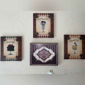 Vintage Style Dessert Wall Art set